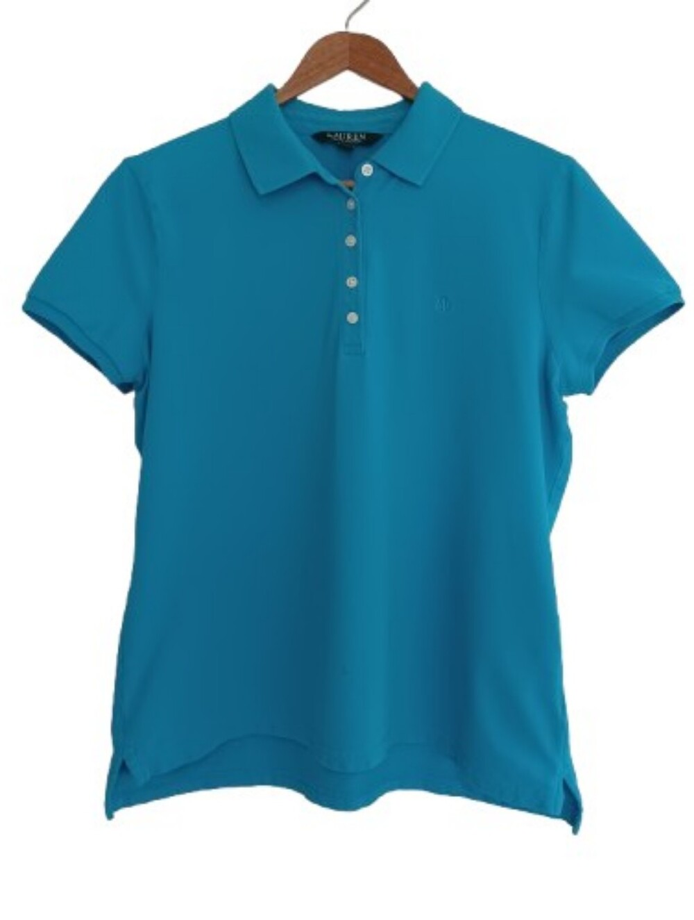 Lauren Ralph Lauren Aqua Blue Turquoise 5-Button Polo Shirt Top Size Large